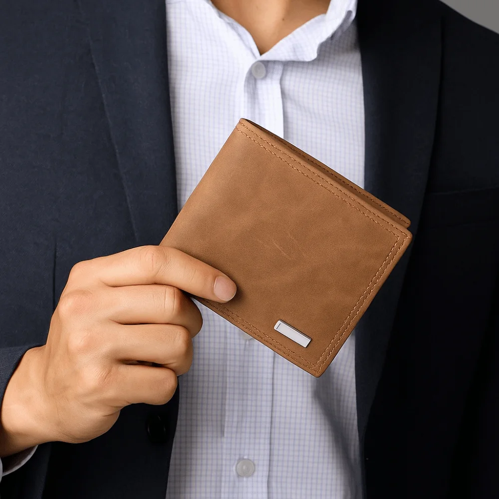 

Casual PU Leather Men's Wallet Large Capacity Multi-functional Business Wallet Zipper Closure Luxury Short Card Bag Male