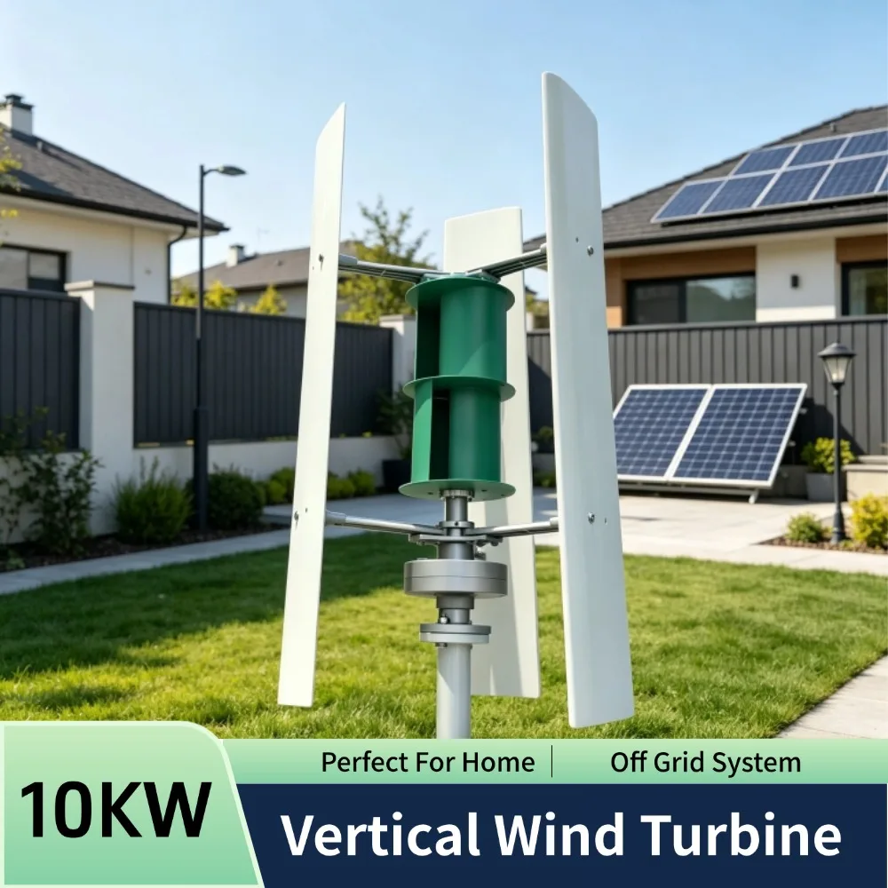 10KW Wind Turbine Power Generator Vertical Axis Maglev Plant With Hybrid Mppt Controller For Home Farm Boat Use