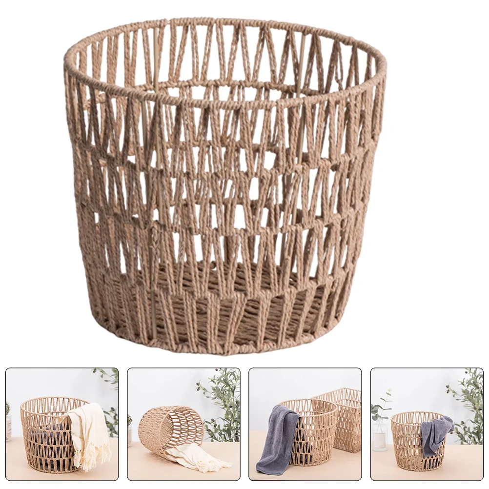 

Woven Basket Sundries Storage For Table Paper Rope Baskets Shelves Multipurpose Bin Trashcan