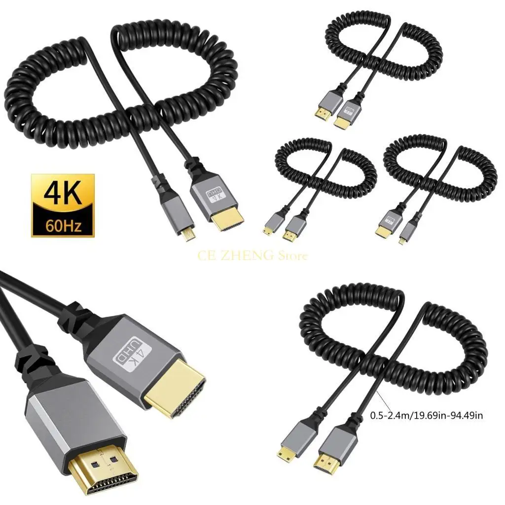 Cavo E56B 4K a spirale HDMI-compatibile Extreme sottile cavo arrotolato da maschio a maschio