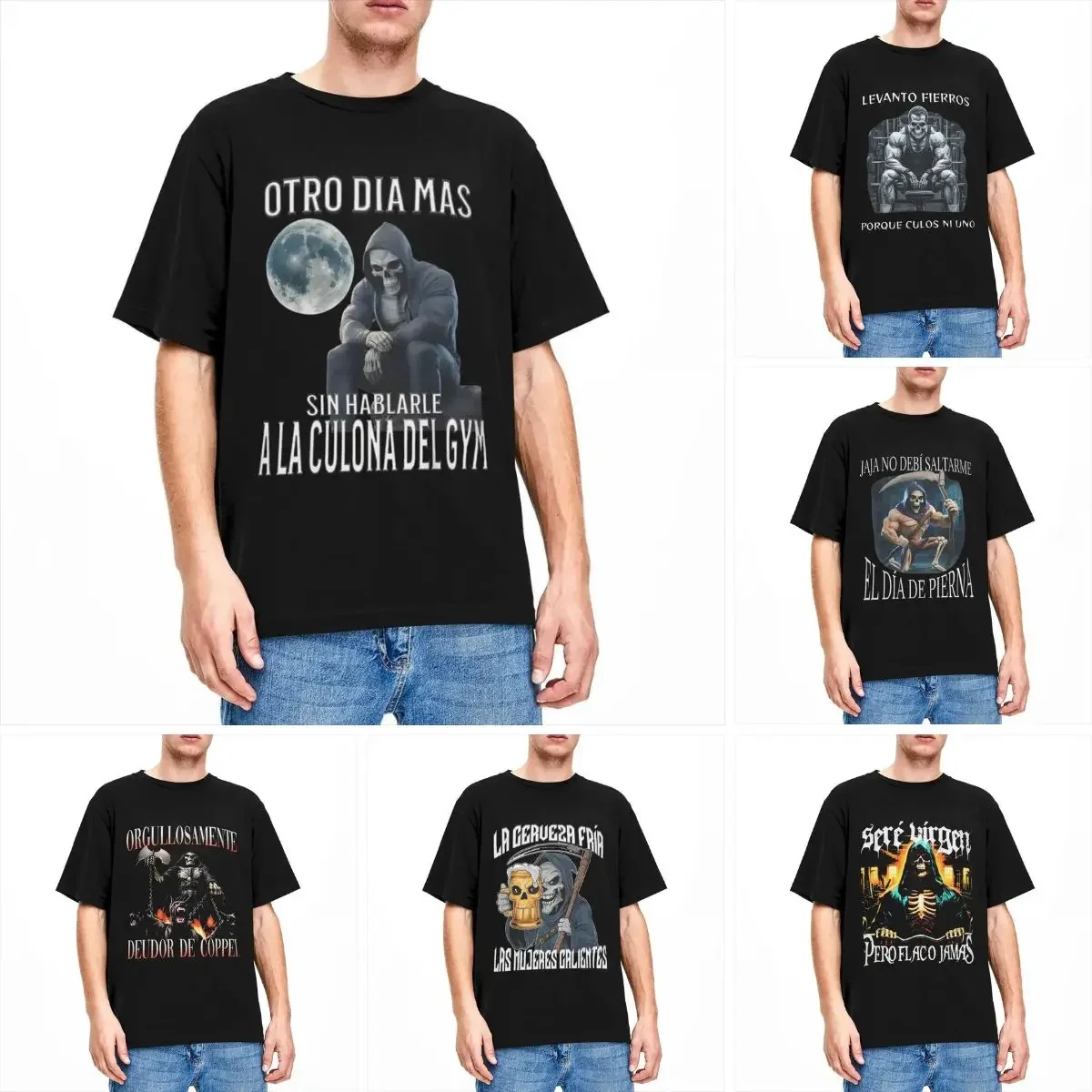 Streetwear T Shirt Otro Dia Mas Sin Hablarle A La Del Gym Pure Cotton T-Shirts Calacas chidas gym Leisure Tshirt Men Casual Tops