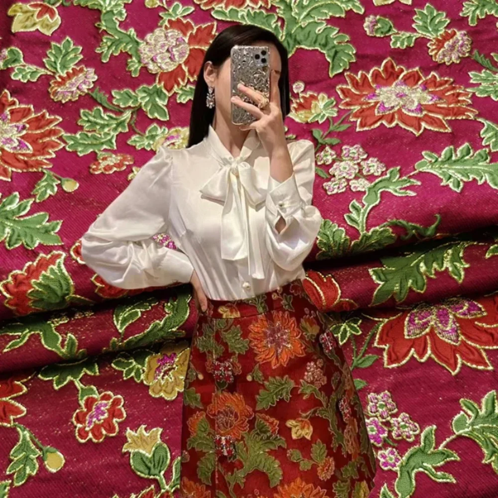 

Metal Wire Brocade Jacquard Fabric Court Hepburn Dress Fashion Brand Design Sewing Wholesale Material Cloth By Meter Clothing