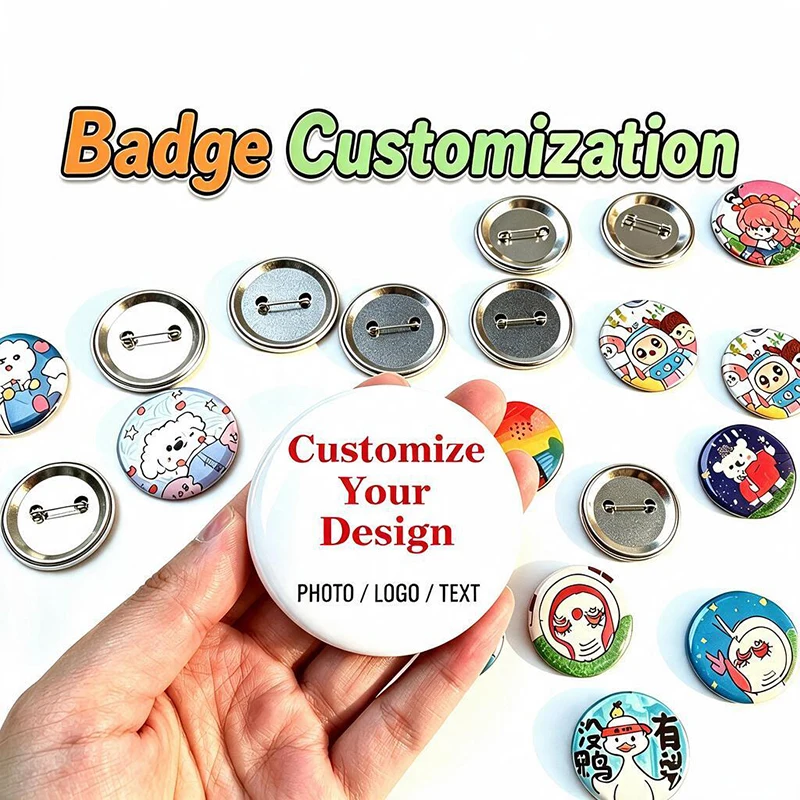 Custom Pin Badge Customizable Photo Logo Text Badge DIY Personalized Brooch Pins for Backpack Clothing Multiple Sizes 25‑75mm