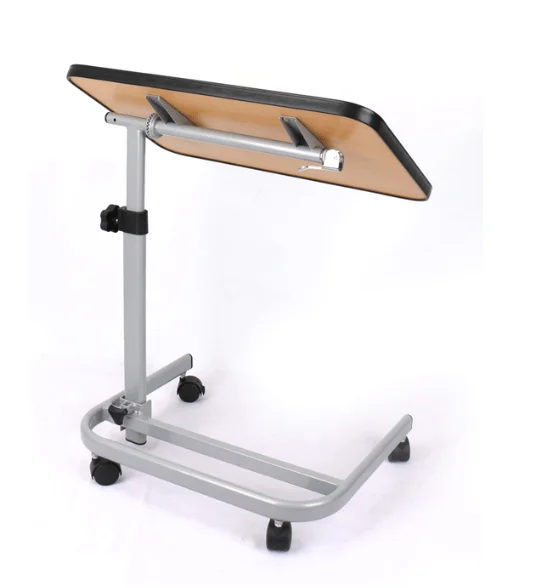 Adjustable Height Lift Movable Wheel Wooden Laptop Desk Table for Bed