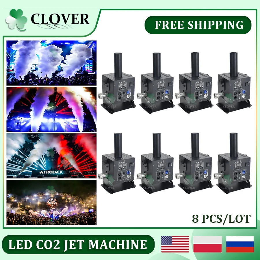 

0 Tax 8PCS/LOT DMX 512 Co2 Jet Machine Lockable Power Con Special Effect Dry Ice Fog Machine Adjustable Party DJ Nightclub Show