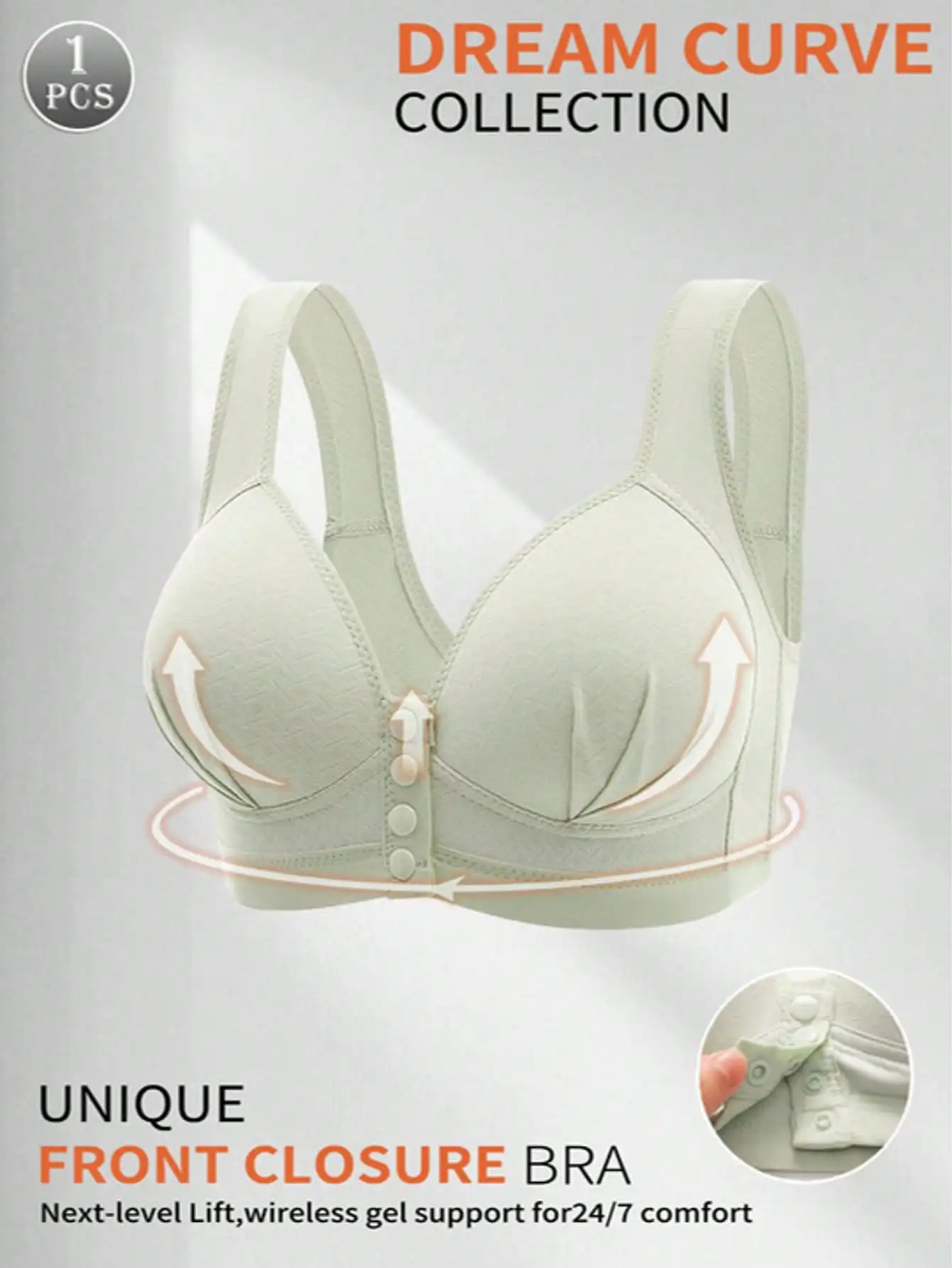Women's Front Closure Underwire Bra Color Mom's Bra easy to put on and take off,with a lattice pattern onthe side breathable