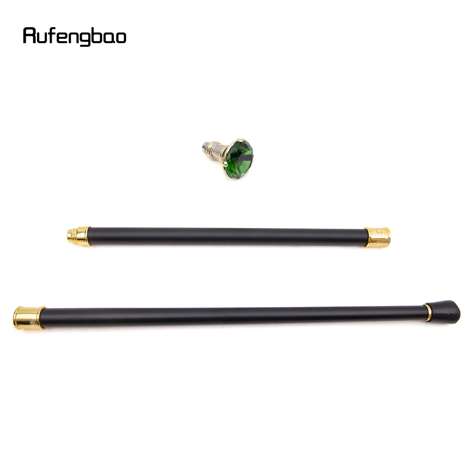 Green Diamond Type Golden White Walking Cane Fashion Decorative Walking Stick Gentleman Elegant Cosplay Cane Knob Crosier 90cm