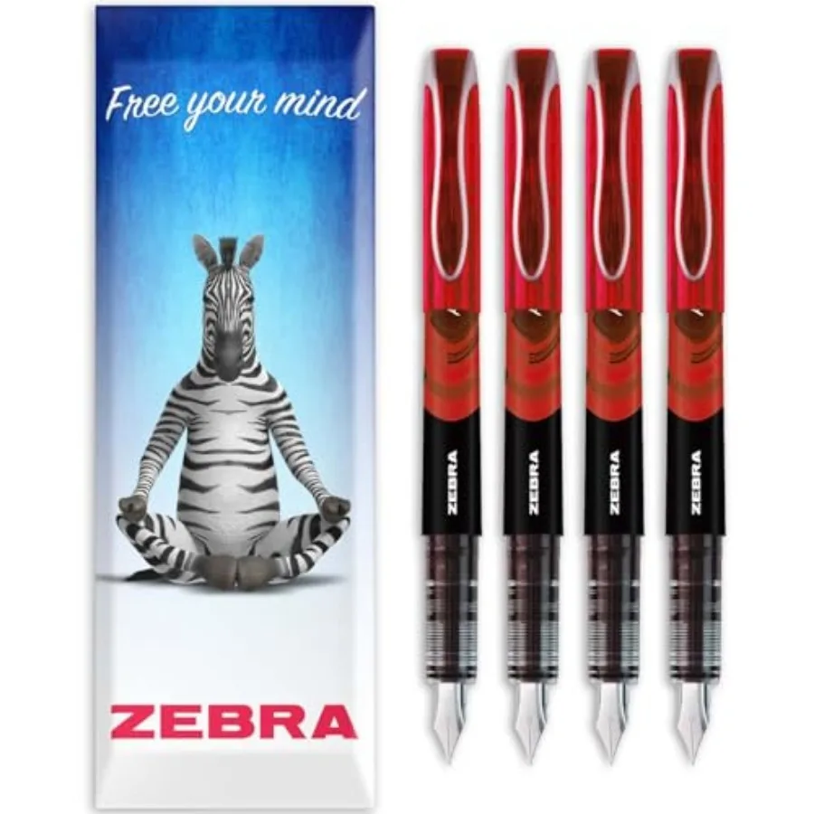 

Zebra Fuente - Одноразовая перьевая ручка - тонкое перо 1,0 мм, ширина линии 0,6 мм - набор из 4 штук, красный цвет