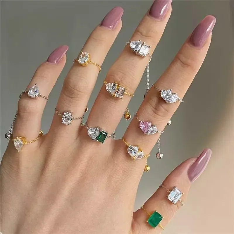 INS Style Light Luxury New S925 Sterling Silver Prism Fashion Versatile Design Female Earring Ring