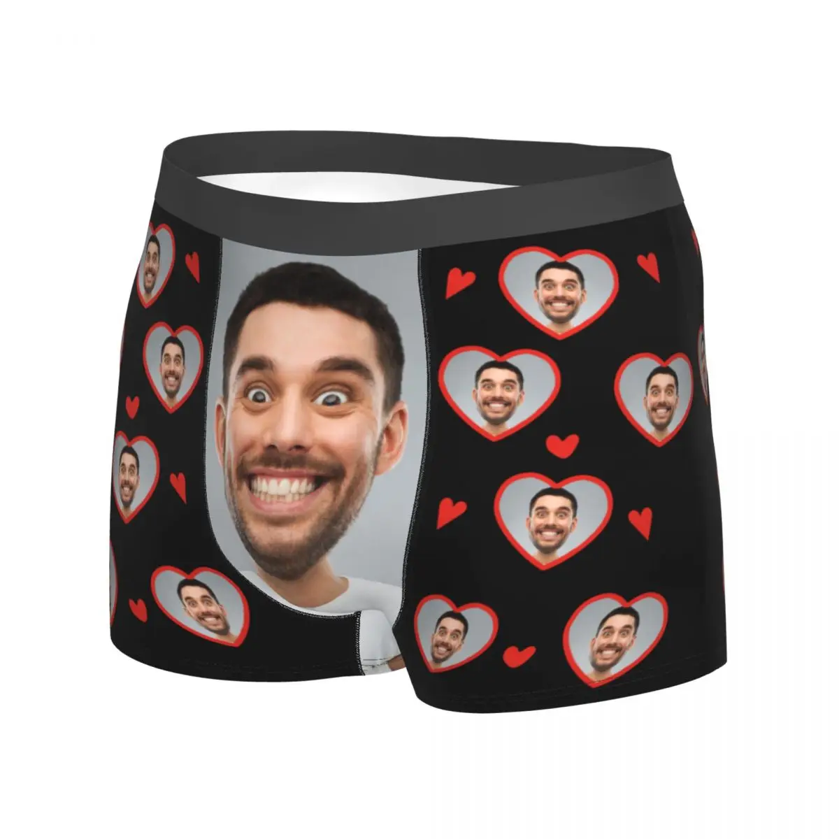 Custom Face Mens Boxer Briefs Personalized Underwear with Photo Customized Boxers Gifts for Boyfriend Husband Father's Day