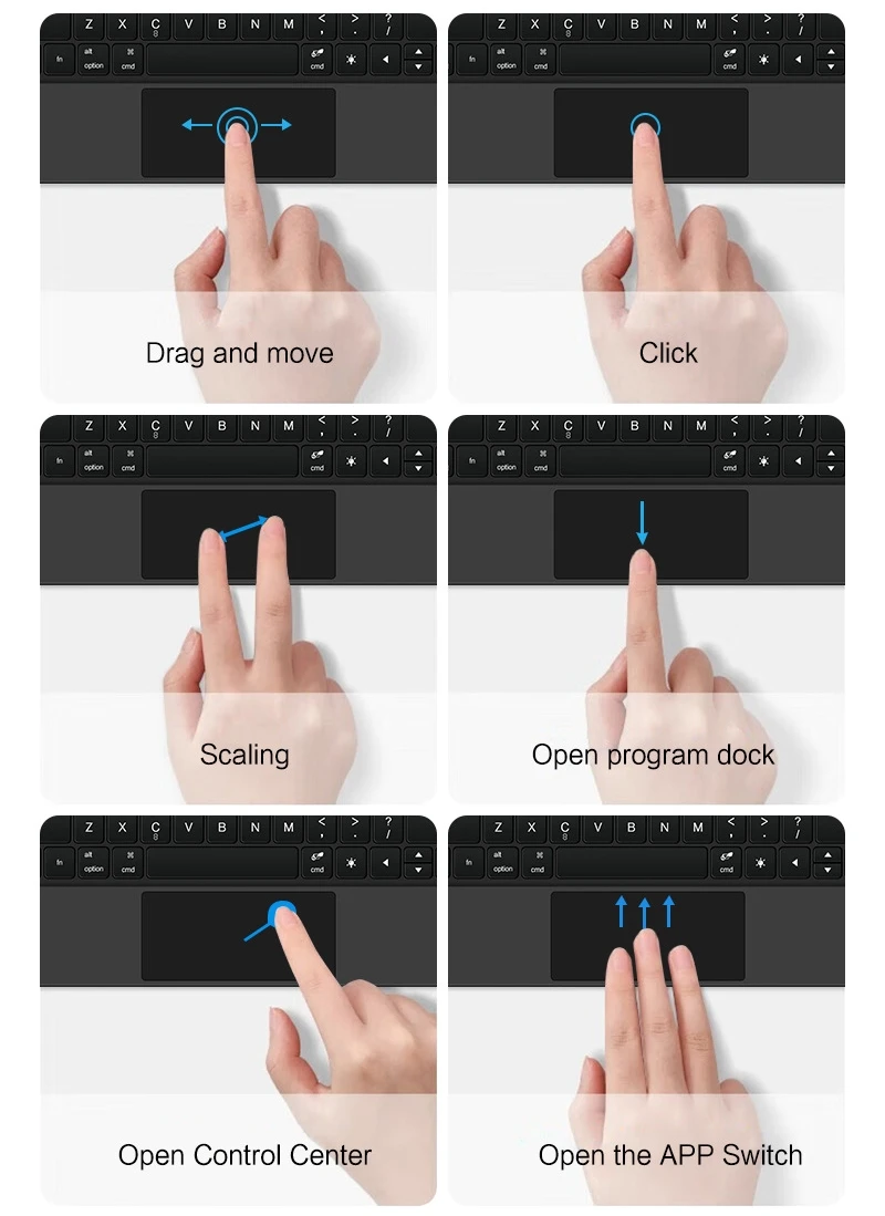 Imagem -04 - Português Magic Keyboard Espanhol Russo Coreano Árabe Português Francês Hebraico Alemão Teclado para Ipad Pro 11 13 m4 2024 Ipad Air 11 13 m2 Air 10.9 Ipad 10th Teclas de Atalho P11