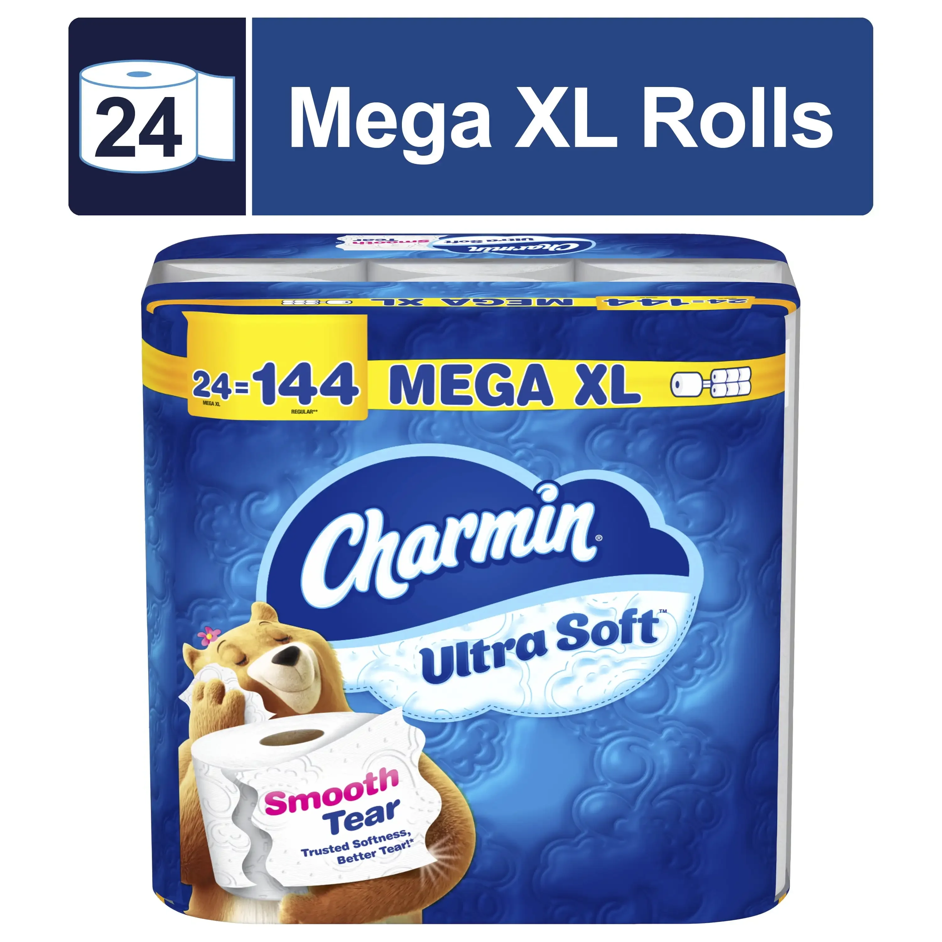 

Ultra Soft Toilet Paper 24 Mega Xl Rolls 336 Sheets per Roll Irresistible Softness Keep Clean Trusted Softness Better Tear