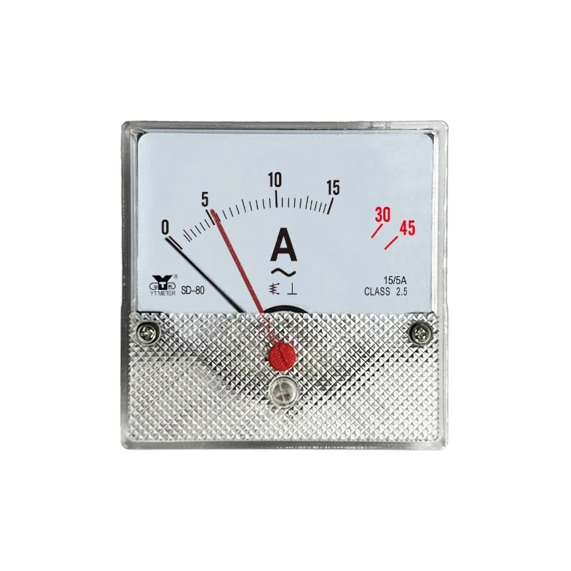مقياس التيار الكهربائي المزدوج SD80: 15/5A، 75A، 45A التيار الزائد، المؤشر الأحمر مع 3x التخميد، مقياس نوع مؤشر التيار المتردد، dh80 cz80