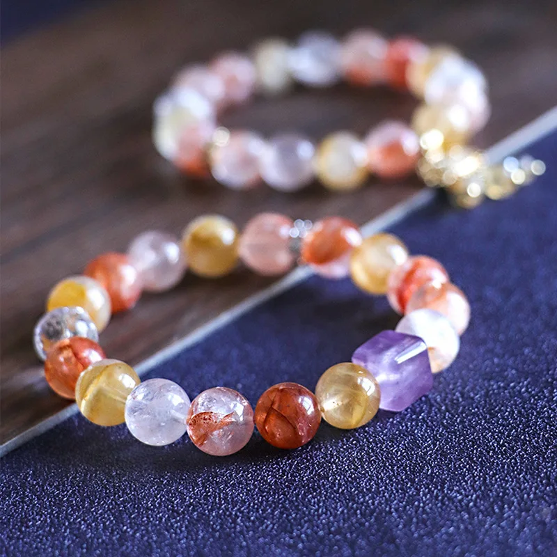 

Summer New Product Natural Koi Gum Flower Bracelet For Women Versatile And High End Purple Crystal Square Sugar Tassel Lucky Ha