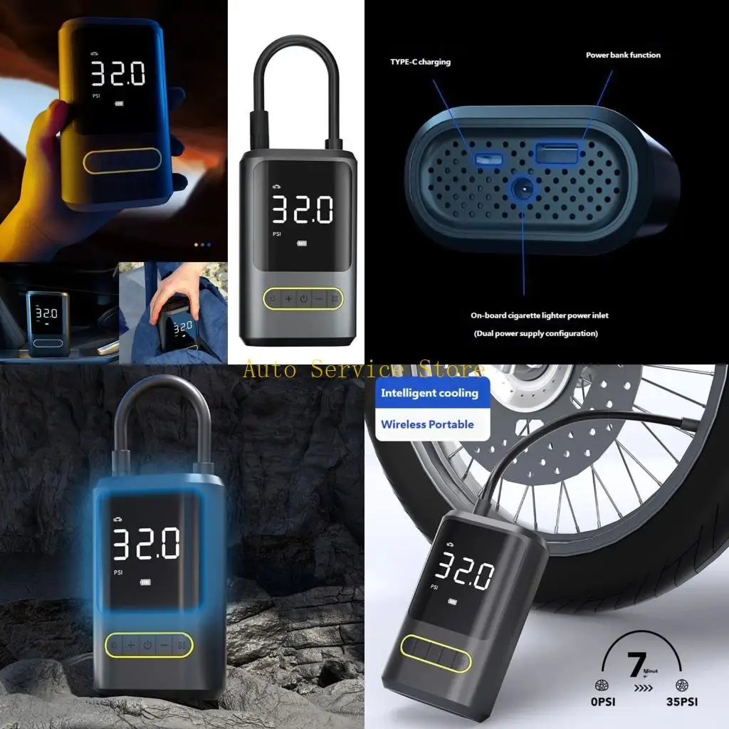 462A Handheld Electric Inflation Device With 2000mAh Twin Batteries And Rapid Inflation For Bikes Motorcycles
