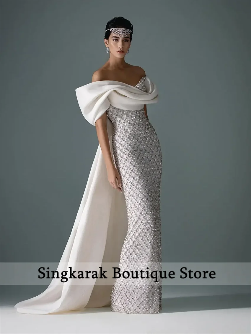 

Glitter White Elegant Vintage Sweet Sequins Shiny Wweetheart Customize Formal Occasion Prom Dress Evening Party Gowns