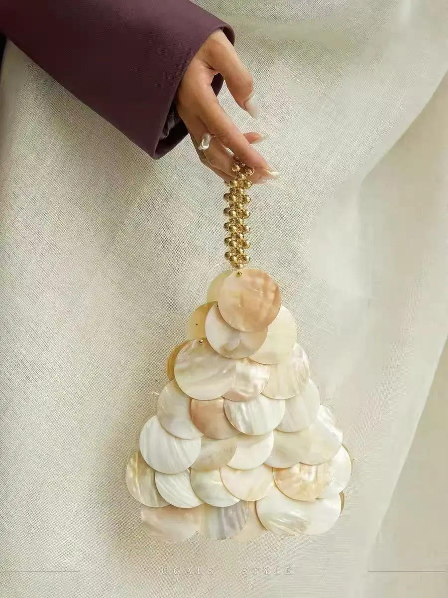 

Чехол из натуральной ракушки, тканый клатч ручной работы, кошелек с бусинами, женская сумка из бисера, повседневная сумка для отдыха и отпуска, женская сумка на плечо