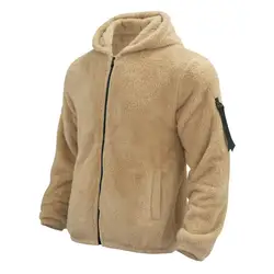 Hoodie with Side Pockets Men Winter Hoodie Cozy Hooded Men's Winter Coat Thick Plush Zipper Closure Soft Pockets Warm Cold