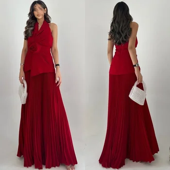 מותאם אישית ג 'רזי pleat פרח-קו חולצות midi שמלות נשף הנשף קלאסי בסגנון מודרני פסטורלי יוניסקס סנטר בסגנון מודרני