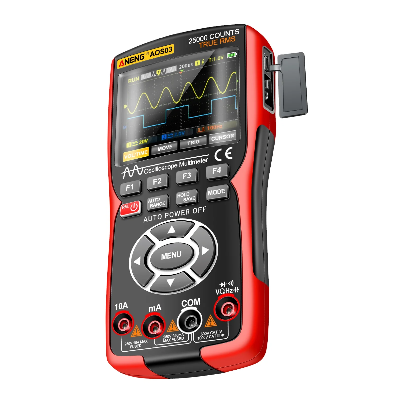 ANENG AOS03 Handheld Dual Channel Waveform Oscilloscope Dual Multimeter 3-in-1 LCD Display Digital Multimeter