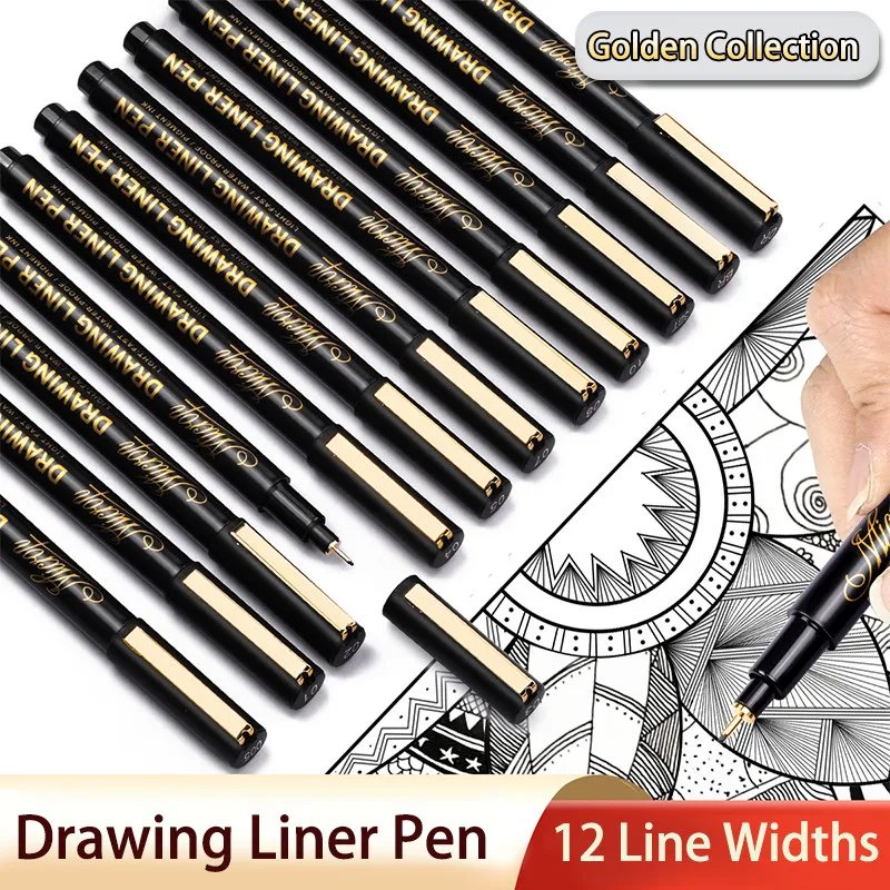 

Guangna Needle Pen Soft Waterproof Fine Art Line 12 Tip Pigment Liner Micron Ink Work Comic Illustration Design Sketching Set