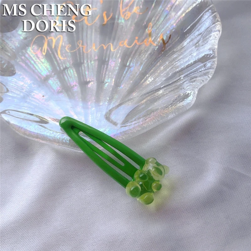 MSCHENGDORIS Women Transparent Cartoon Bear Hairpins Children Barrette Jewelry Party Gift Barrettes For Girls Hairpins Hair Grip