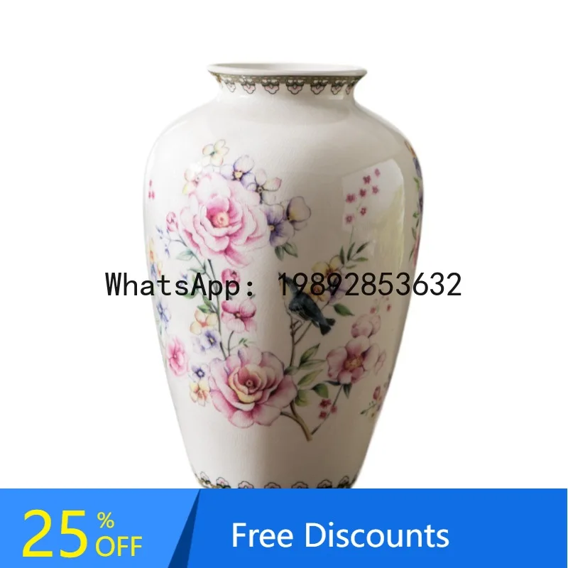 

YFY New Chinese Style Retro Ceramic Vase Craft Gift Creative American Country Style Bird and Flower Decoration