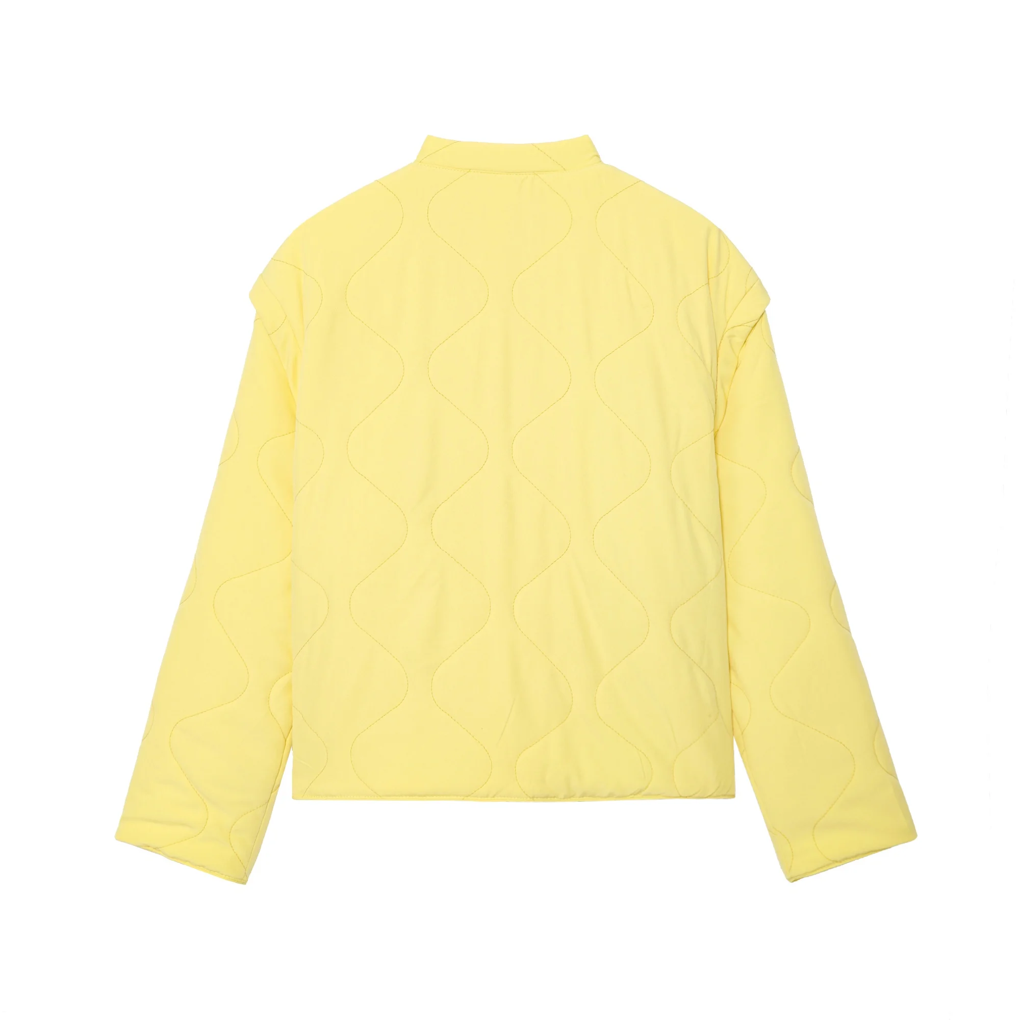 Women Thin Parkas المرأة الجديدة الخريف الشتاء س الرقبة واحدة الصدر معطف سترة الإناث الترفيه فضفاض خياطة بلوزات قصيرة