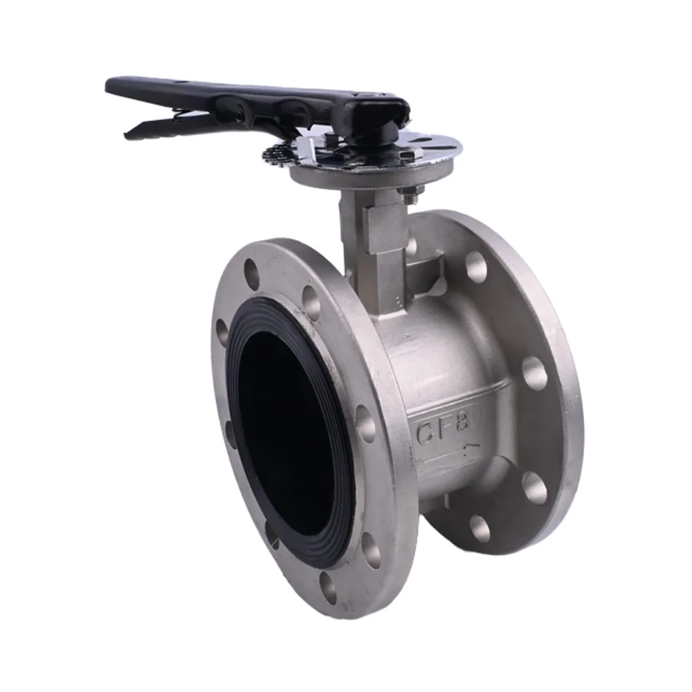 Manufacturer Custom Handle Flange Butterfly Valve Stainless Steel Body with EPDM 45 Stainless Steel Pneumatic Application