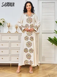 Middle East Embroidery Türkiye Dubai Evening Dress Muslim A-line Clothing Women Fashion Robe V-neck Prom Gown Customized