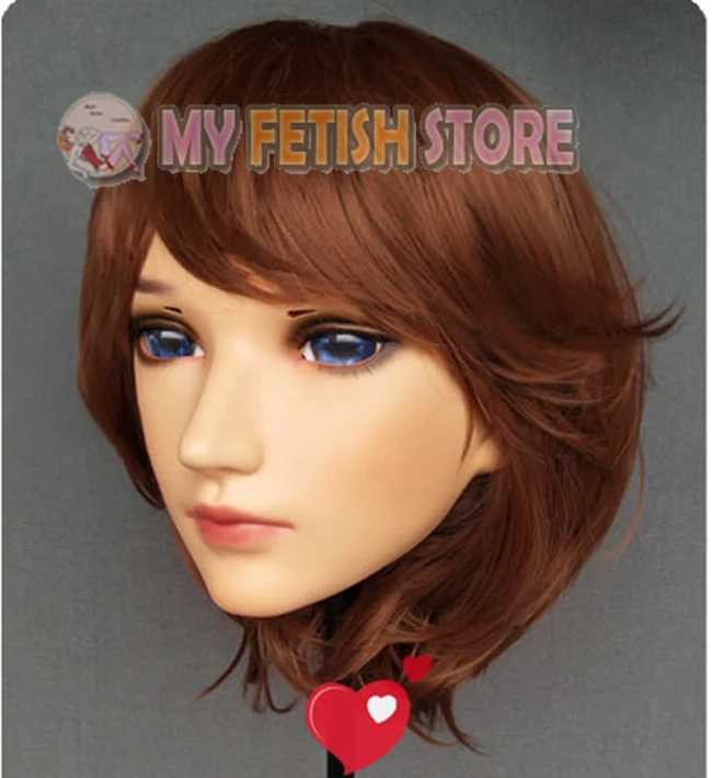 (Jing) femme douce fille résine demi-tête Kigurumi BJD yeux Crossdress Cosplay japonais Anime rôle Lolita masque avec yeux et perruque