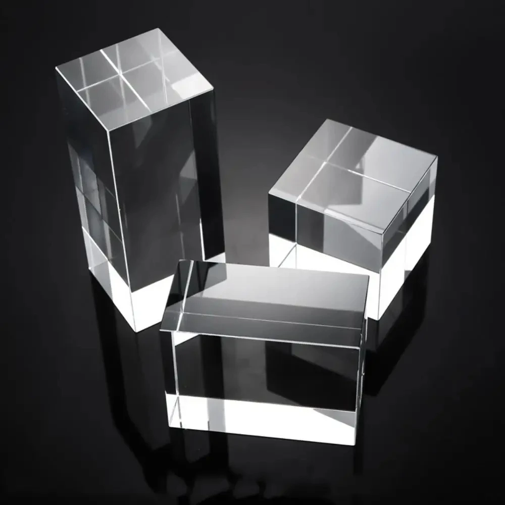Solid Jewelry Display Riser Stands Stereoscopic glass Cube Display Stand Block Transparent Reusable