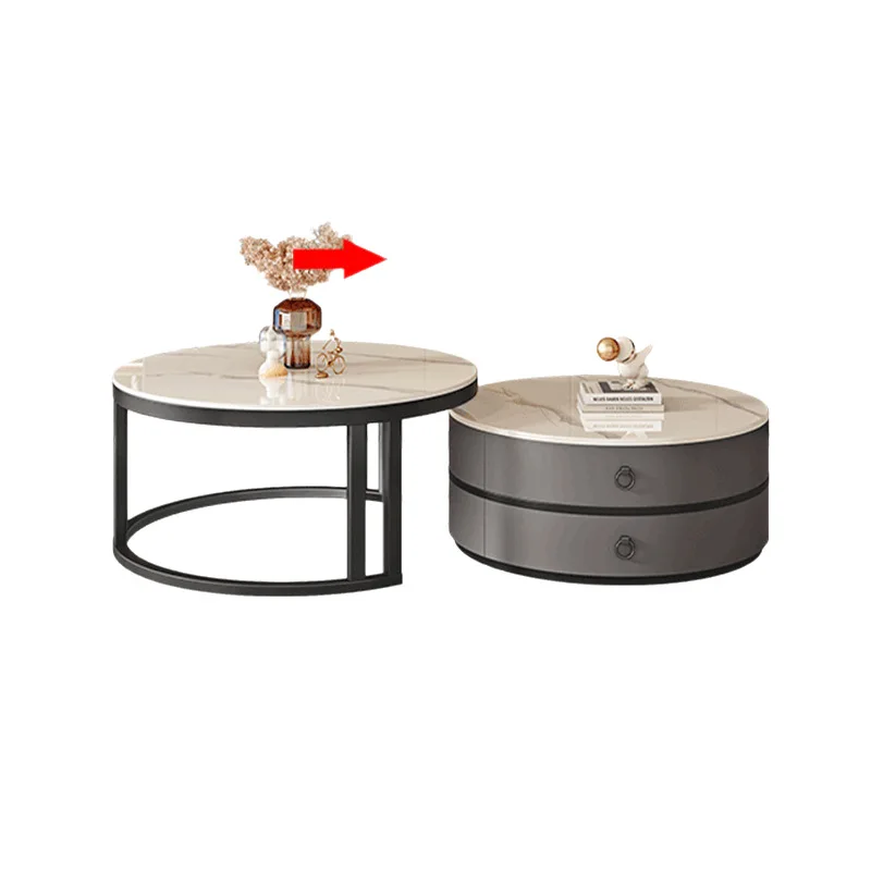 

New round edge rock slab coffee table simple modern small apartment for Hakka