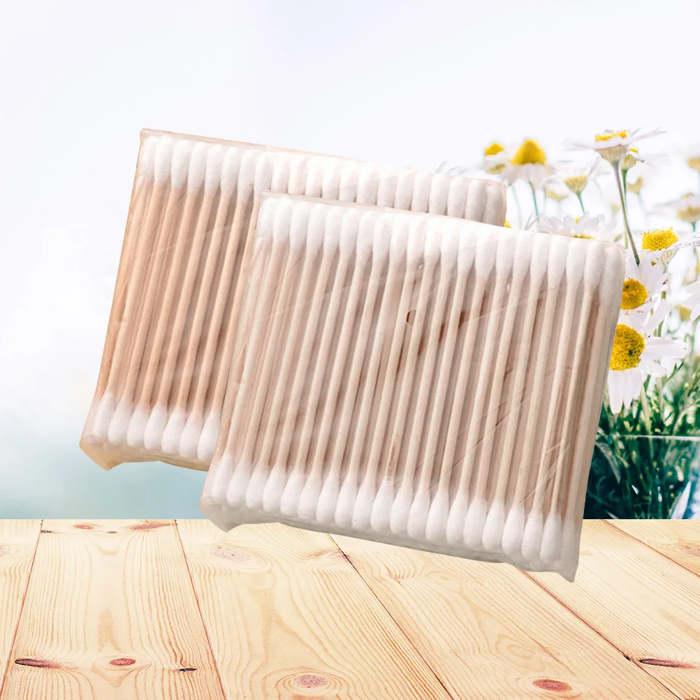 5 упаковок одноразовых ватных тампонов с двойным наконечником, мягкий сжатый хлопок для чистки ушей, нанесения макияжа, рукоделия, гигиены