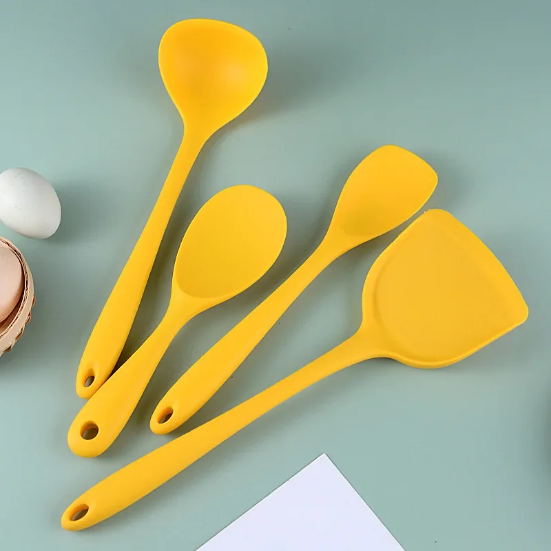 Silicone Kitchen Utensils Set For Cooking Baking Yellow Non Stick Spatula Set Heat Resistant Kitchen Utensils Cooking Tool