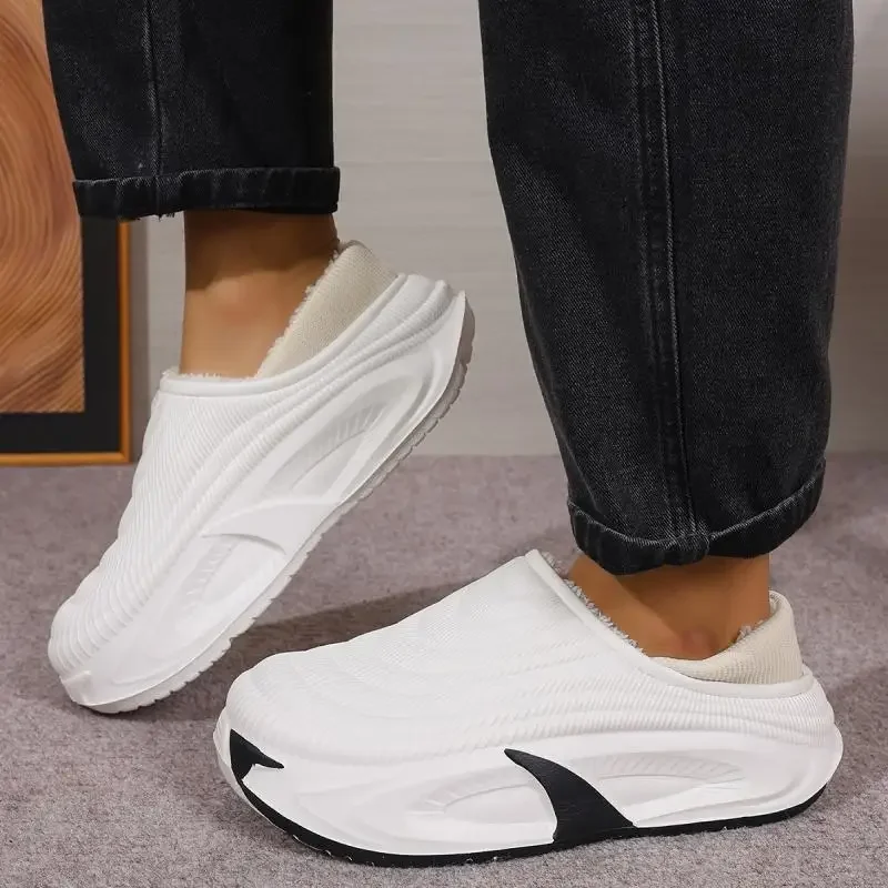 Herren Wasserdichte EVA Warme Plüsch-Hausschuhe Winter 2026 Weiche Dicksohlige Flauschige Pantoffeln Übergrößen Komfort-Plateau-Clogs Schuhe – Detail 8