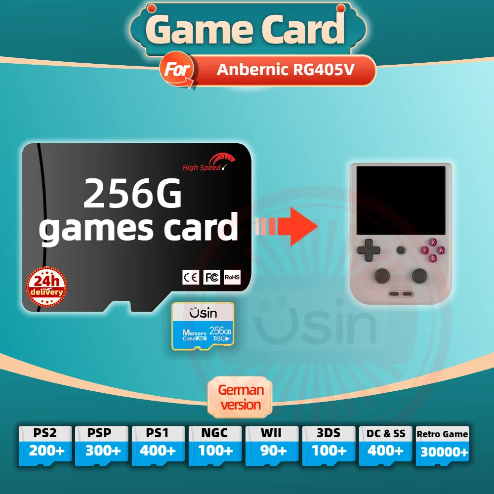 Memory Game Card For Anbernic RG405V RG556 German version Retro PS2 PSP Games Android Gaming portable Console SD TF H-speed 256G