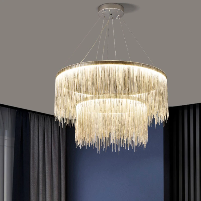 Imagem -03 - Nordic Waterfall Tassel Led Lights Chandelier Lâmpada de Néon para Casamento Cozinha Mesa de Jantar Sala de Estar Quarto Decoração de Casa