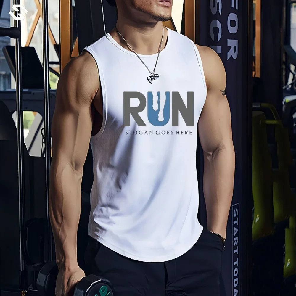 2025 Summer New Trendy Design Printed Sleeveless T-shirt Men's Fitness Training Basketball Tank Top Loose Quick Drying Top