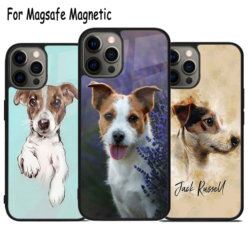 Dog Jack Russell Terrier Wireless Charge Magsafe Phone Case For iPhone 15 16 14 13 11 12 Pro Max Plus Magnetic Bumper Cover