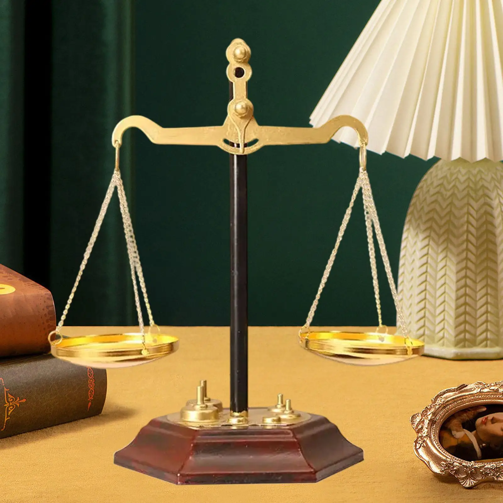 Farmhouse Style Jewelry Display Scale Unique Desktop Balance Art for Necklaces Keys & Small Items Decorative Holder with Wooden