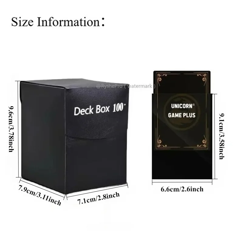 Caja de baraja de cartas para tarjetas coleccionables Pokemon MTG TCG con 1 divisor y 100 fundas de tarjetas de tamaño estándar mate de 66x91mm para TCG MTG