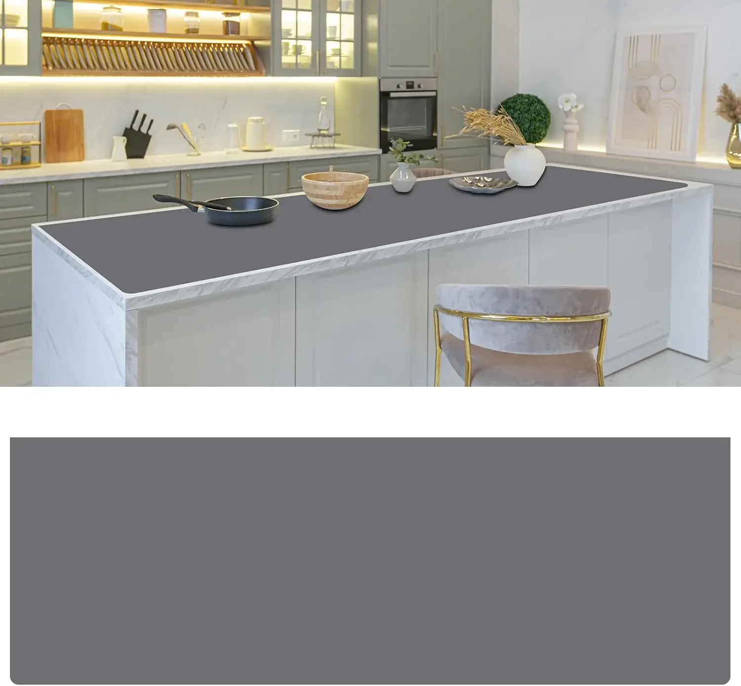 

Roll-up kitchen countertop silicone pad 120'' x 24'' silicone pad is non-slip and can be cut into heat-resistant dark gray)