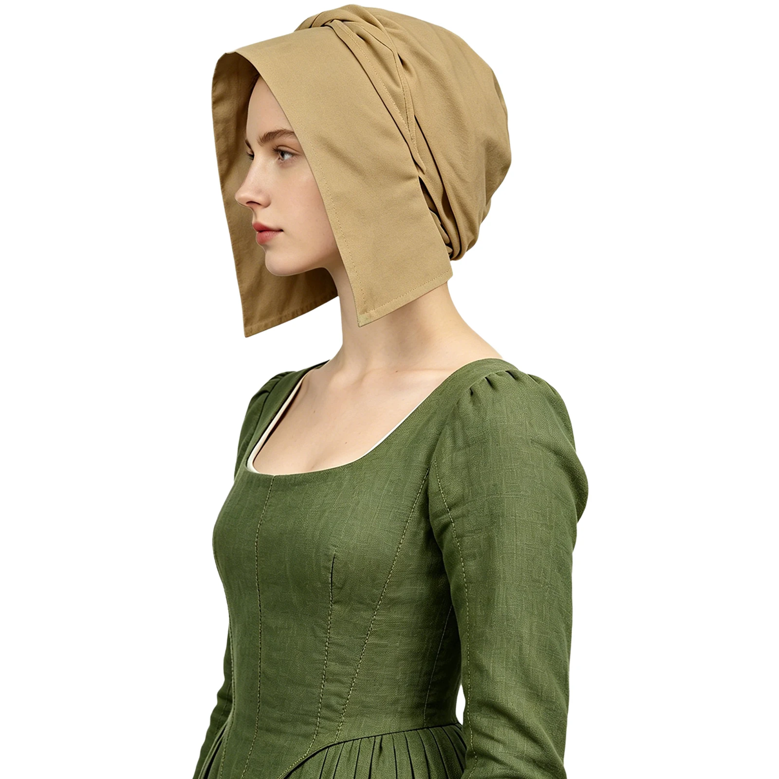 Women Adjustable Medieval Coif Cap Renaissance Peasant Hat Headwear Costume Accessories for Daily Wear Festival Events