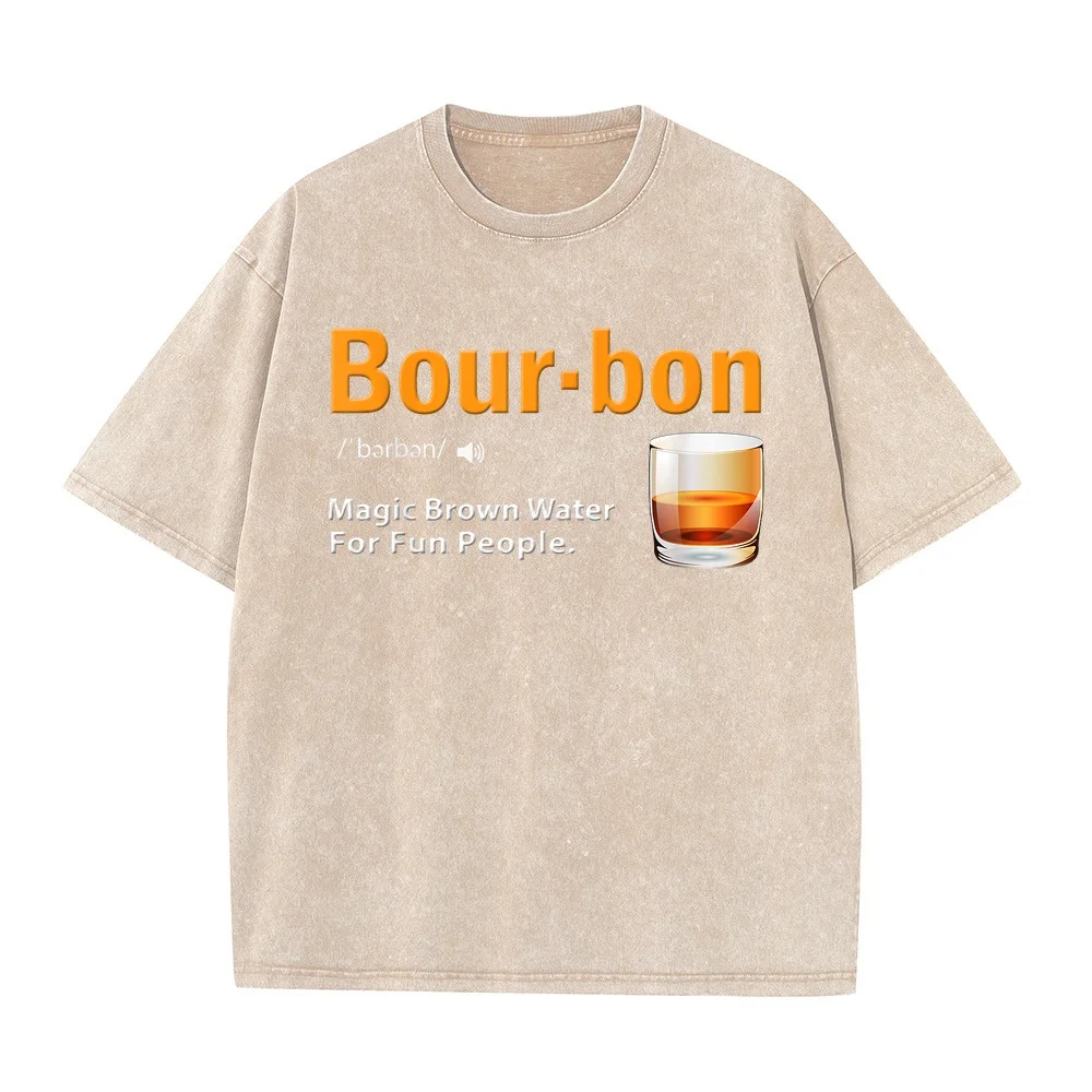 Men's Tee Whiskey Bourbon Definition Magic Brown Water Kentucky T-Shirt Одежда Y2k Ropa Para Hombre Marcas De Lujo Round Neck
