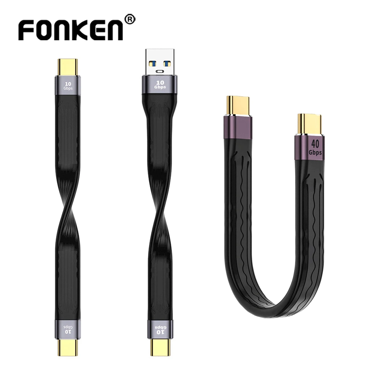 

Fonken USB Type C to USB C Cable Gen3 PD 100W 5A Fast Charging Data Cord USB4.0 4K@60Hz 40Gbps Video SSD Wire For Macbook
