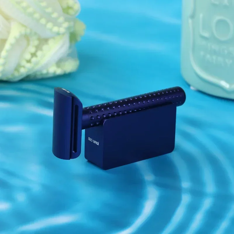 ياكي سبوتنيك لون أزرق داكن ألومنيوم للرجال ماكينة حلاقة وحامل مقتنيات هدية لصديقك