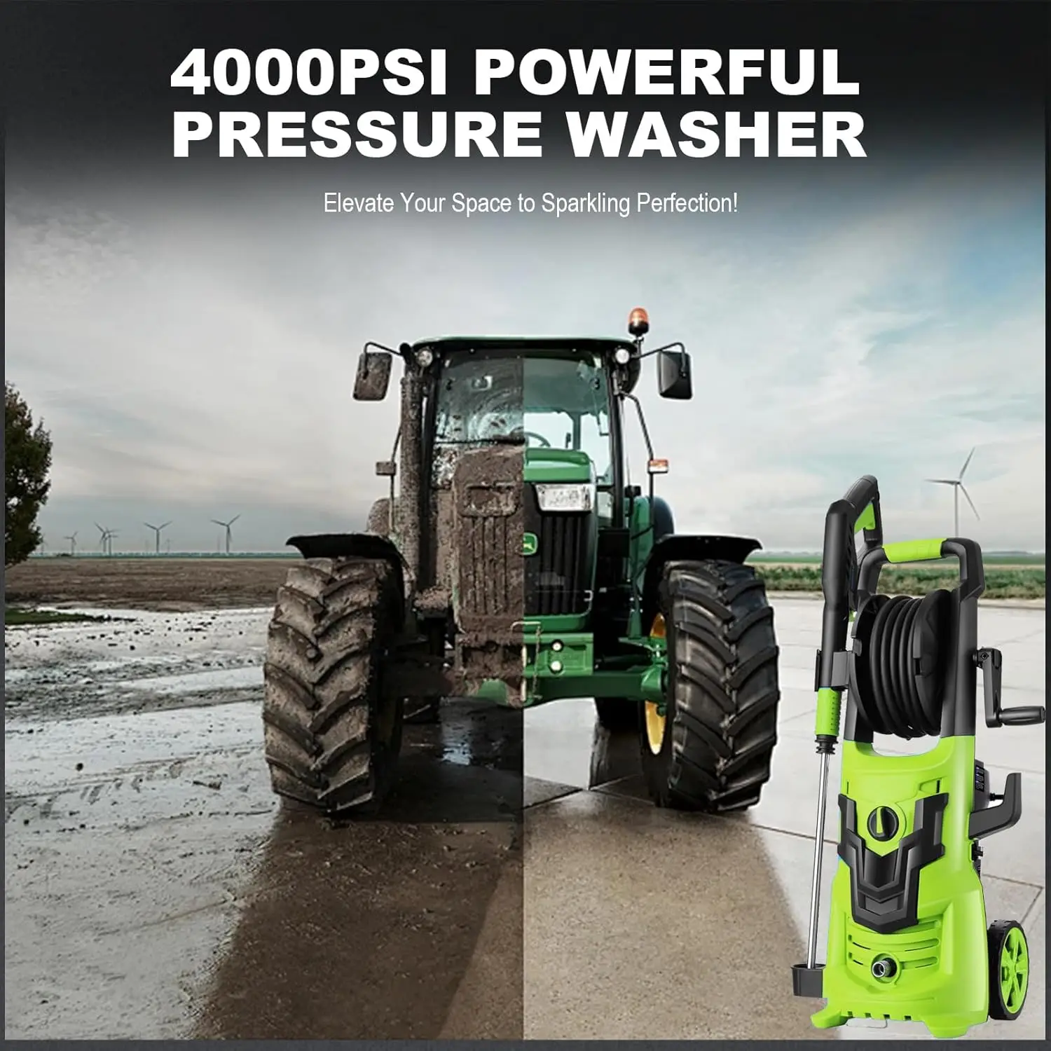 2024 Newest 4000 PSI Electric Pressure Washer, commowner 4.0 GPM Power Washer, 1/4” Connector Steel Wand