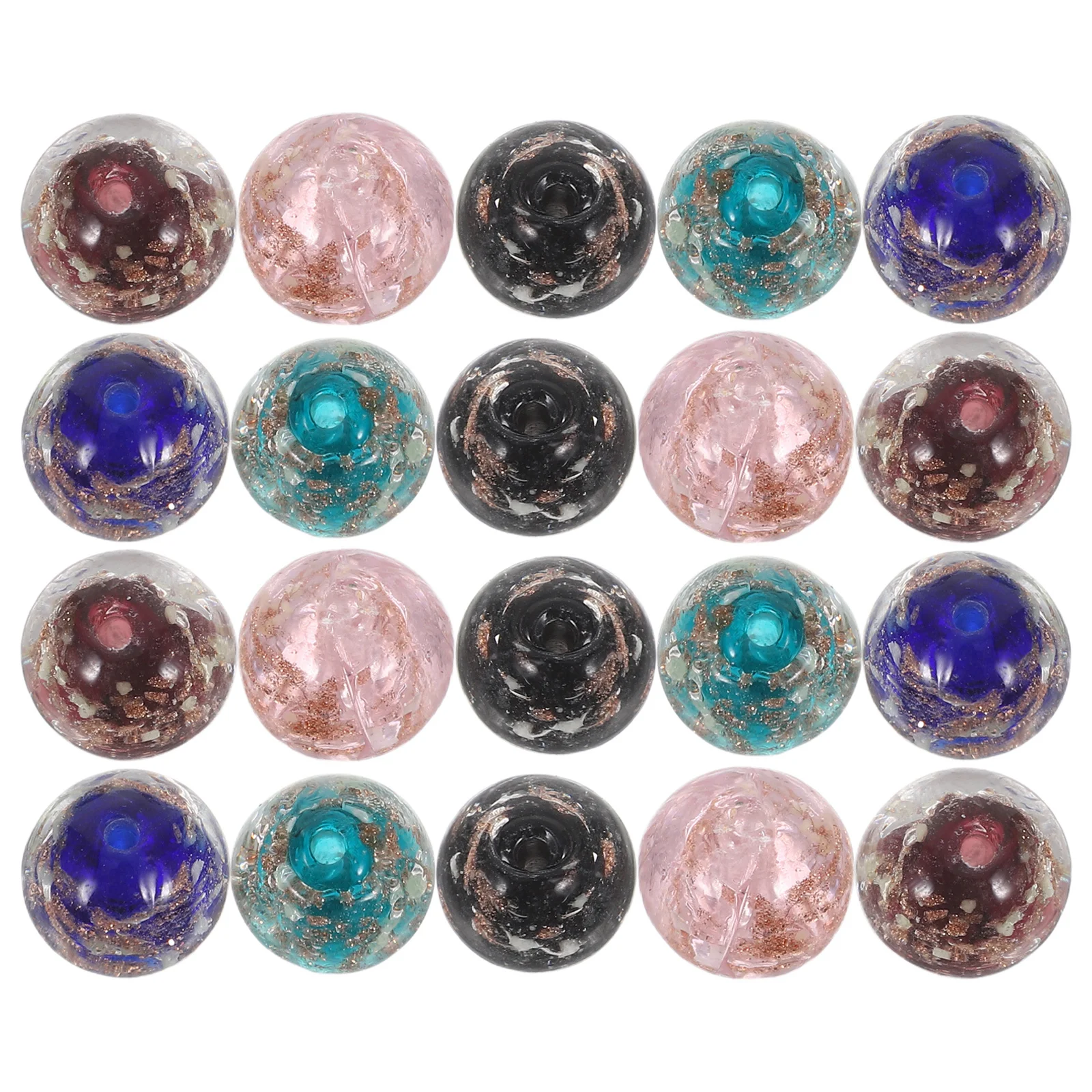 

20Pcs Night Glow Fluorescent Glass Beads Round Big Hole Loose Beads DIY Jewelry Craft Making Multi Color Strands
