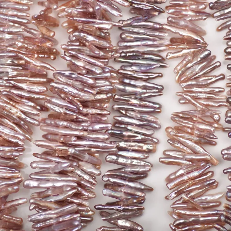 freshwater pearl pink purple toothpick 25mm wholesale for DIY for jewelry  38cm  loose beads